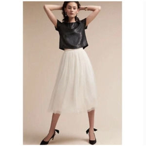 BHLDN Leena Tulle Midi Skirt Ivory NEW